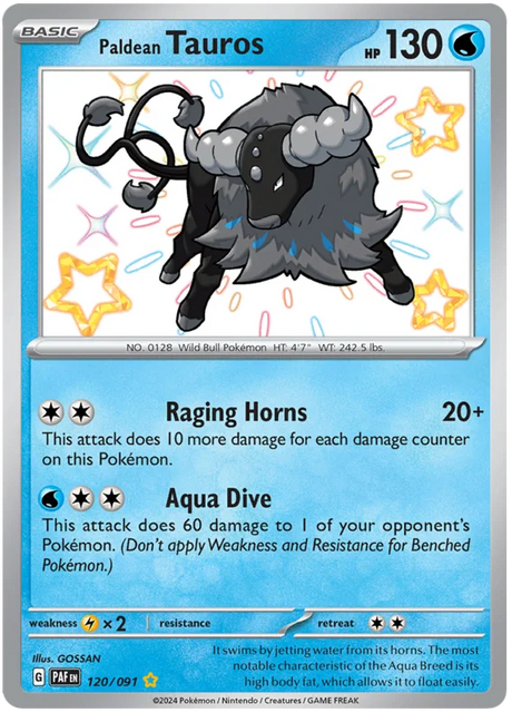 Paldean Tauros Paldean Fates Pokemon Card Single 120/091
