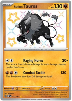 Paldean Tauros Paldean Fates Pokemon Card Single 172/091