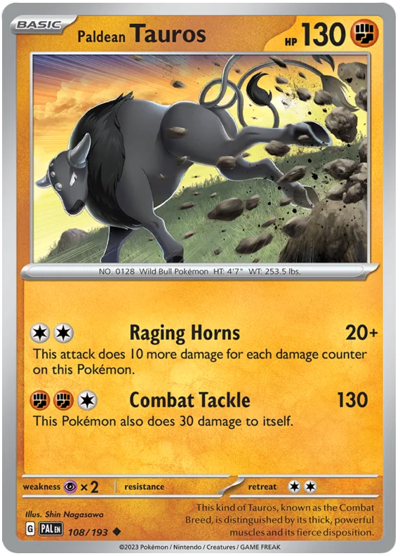 Paldean Tauros 108 Paldea Evolved Single Pokemon Card
