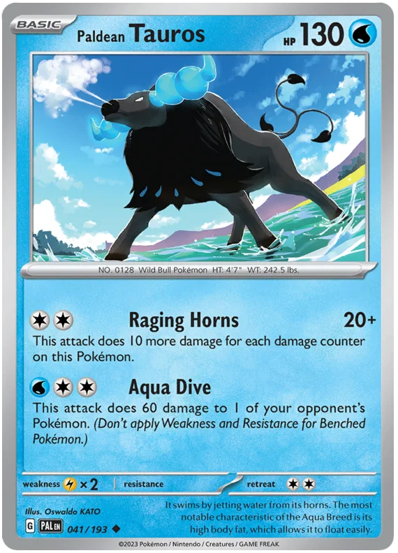 Paldean Tauros 041 Paldea Evolved Single Pokemon Card