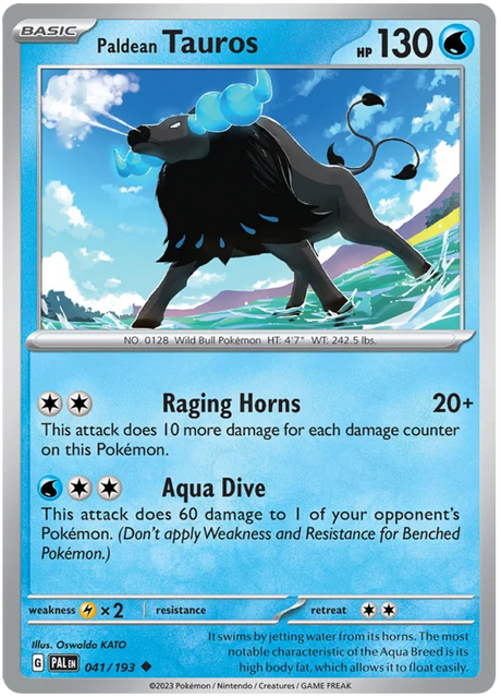 Paldean Tauros 041 Paldea Evolved Single Pokemon Card