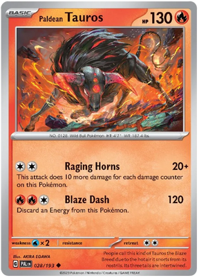 Paldean Tauros 028 Paldea Evolved Single Pokemon Card