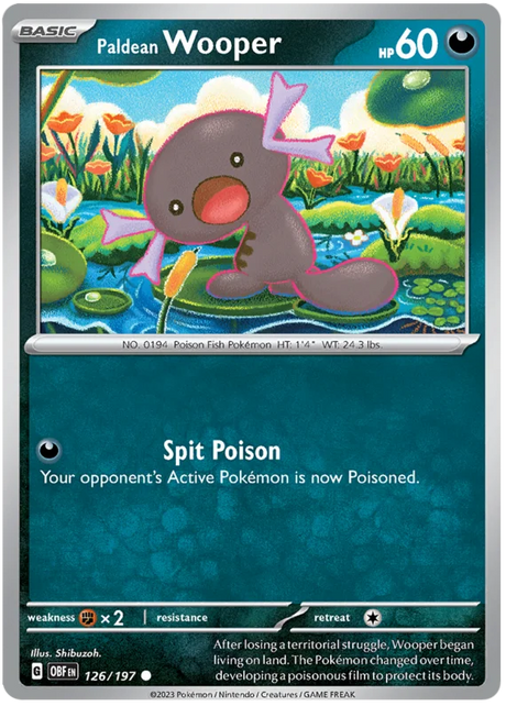 Paldean Wooper 126 Obsidian Flames Single Pokemon Card