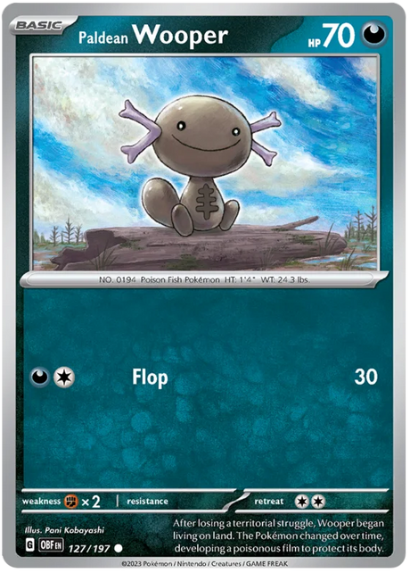 Paldean Wooper 127 Obsidian Flames Single Pokemon Card