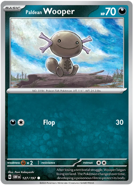 Paldean Wooper 127 Obsidian Flames Single Pokemon Card
