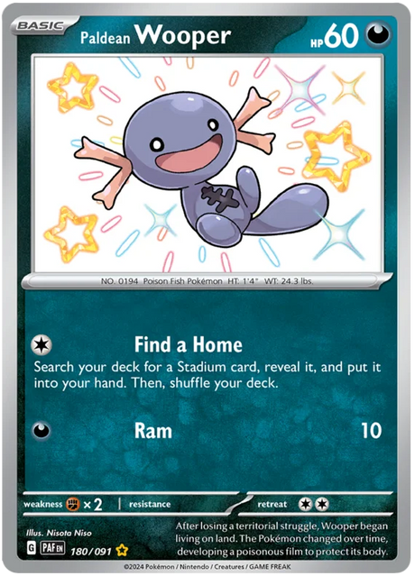 Paldean Wooper Paldean Fates Pokemon Card Single 180/091