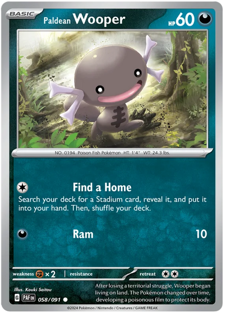 Paldean Wooper Paldean Fates Pokemon Card Single 058/091