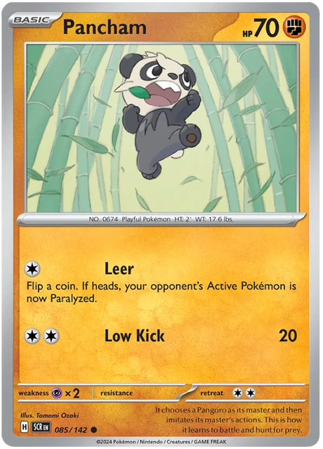 Pancham Stellar Crown Pokemon Single Card 085/142