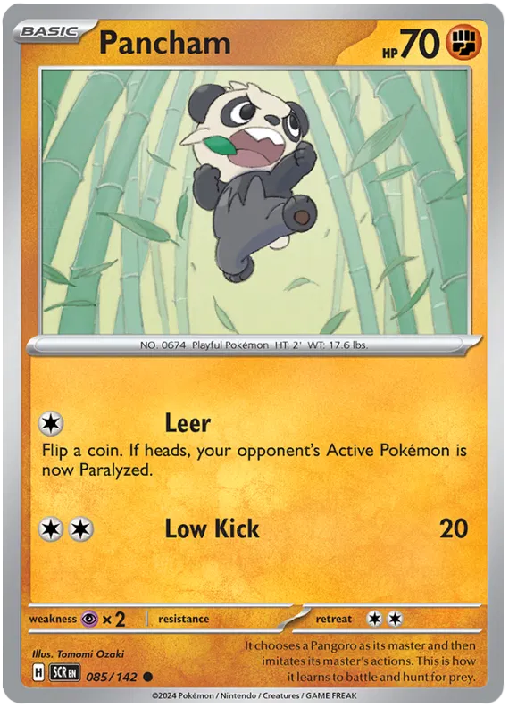 Pancham Stellar Crown Pokemon Single Card 085/142