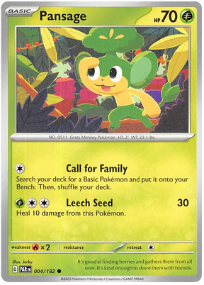 Pansage Paradox Rift Single Pokemon Card 004/182