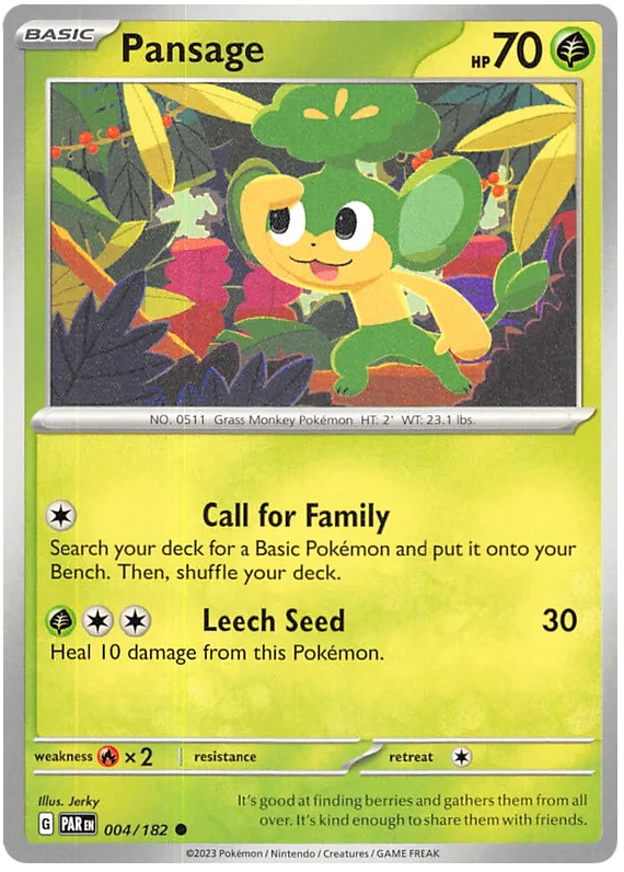 Pansage Paradox Rift Single Pokemon Card 004/182