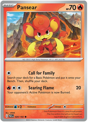 Pansear Paradox Rift Single Pokemon Card 020/182
