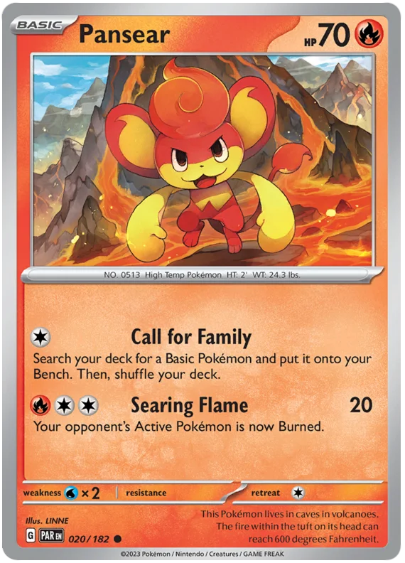 Pansear Paradox Rift Single Pokemon Card 020/182