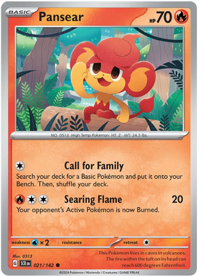 Pansear Stellar Crown Pokemon Single Card 021/142