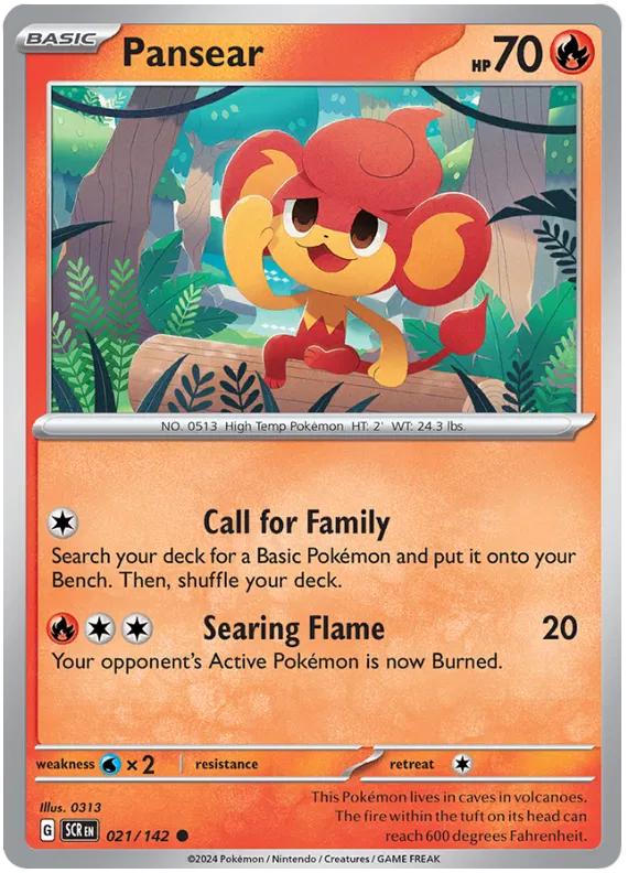Pansear Stellar Crown Pokemon Single Card 021/142