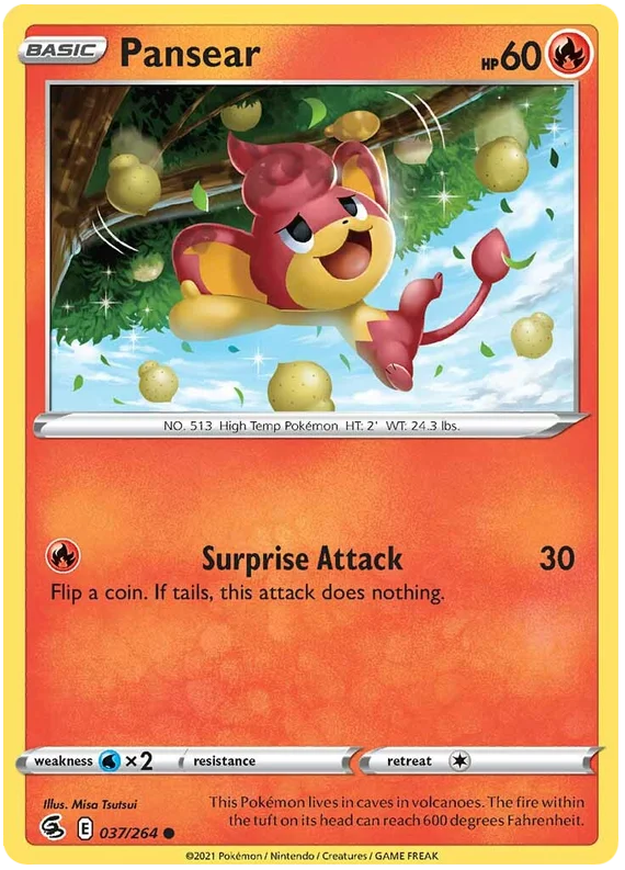 Pansear Fusion Strike Pokemon Card Singles 037/264