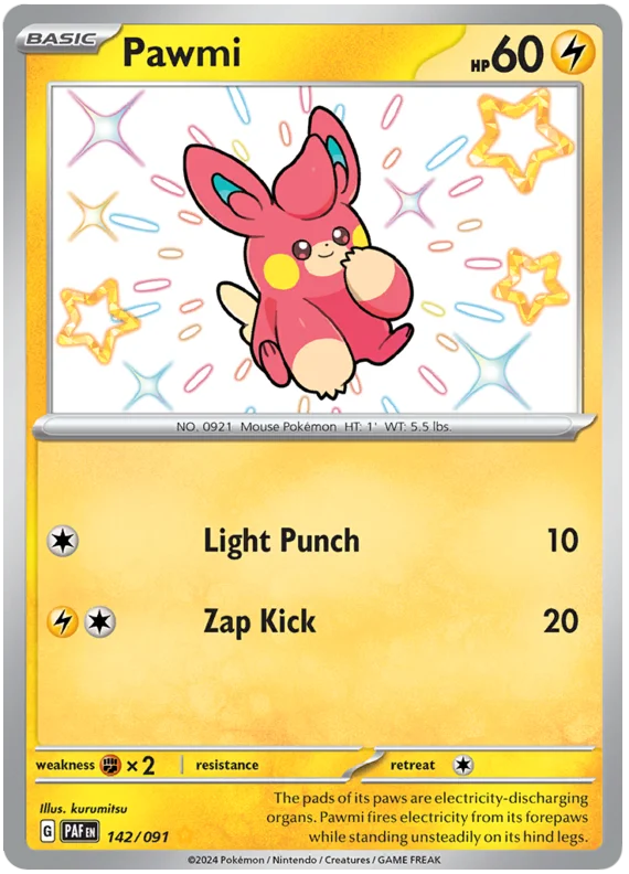 Pawmi Paldean Fates Pokemon Card Single 142/091