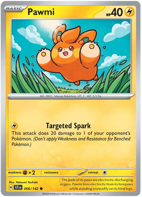 Pawmi Stellar Crown Pokemon Single Card 056/142