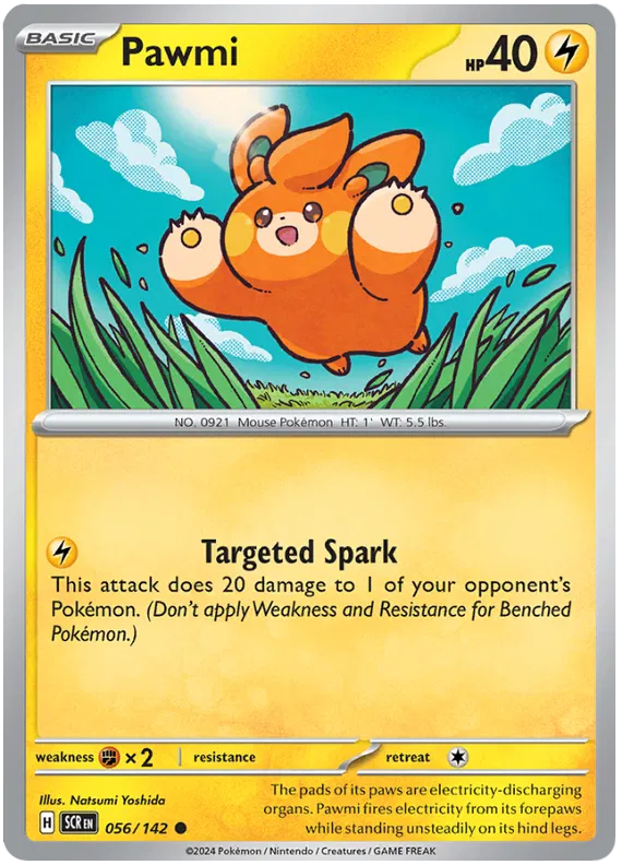 Pawmi Stellar Crown Pokemon Single Card 056/142