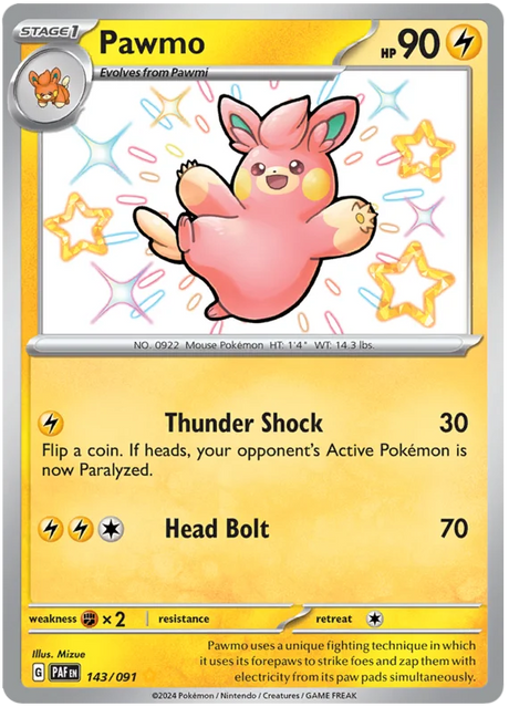 Pawmo Paldean Fates Pokemon Card Single 143/091