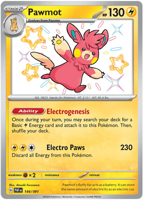 Pawmot Paldean Fates Pokemon Card Single 144/091