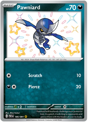 Pawniard Paldean Fates Pokemon Card Single 185/091