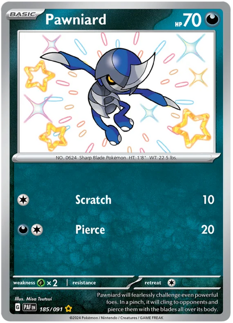 Pawniard Paldean Fates Pokemon Card Single 185/091