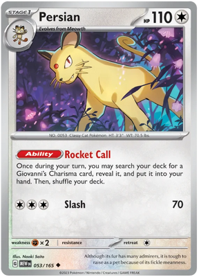 Persian 151 Single Pokemon Card