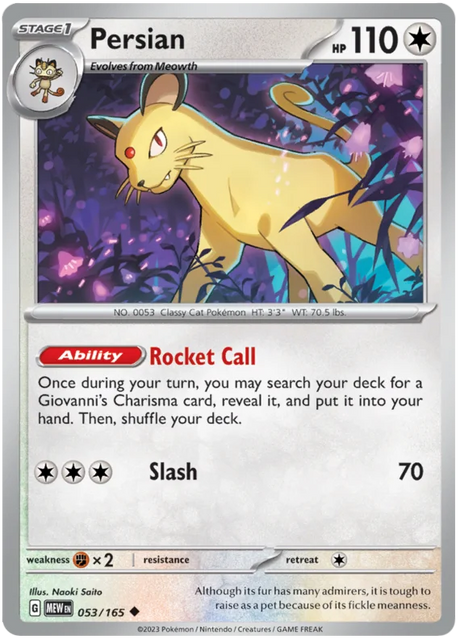 Persian 151 Single Pokemon Card