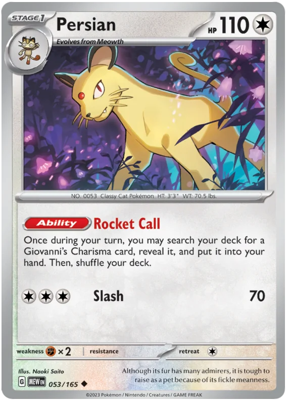Persian 151 Single Pokemon Card