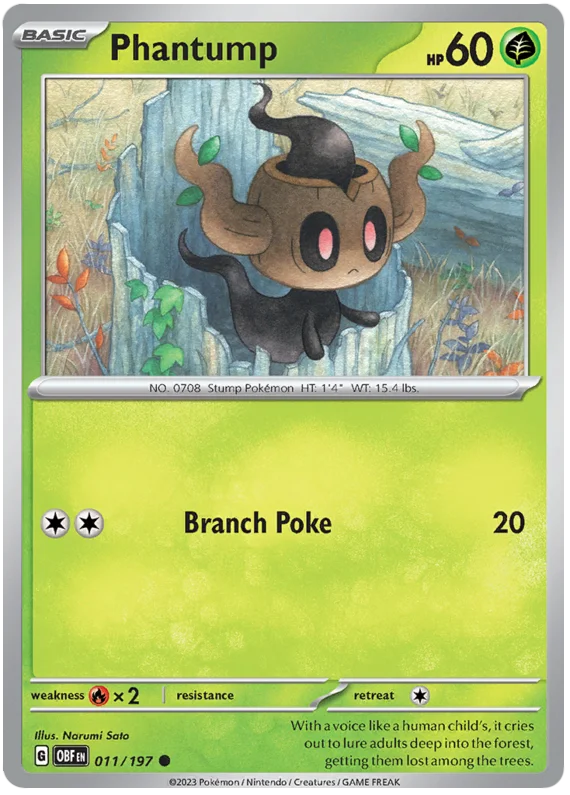 Phantump Obsidian Flames Single Pokemon Card