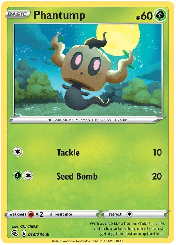 Phantump Fusion Strike Pokemon Card Singles 016/264