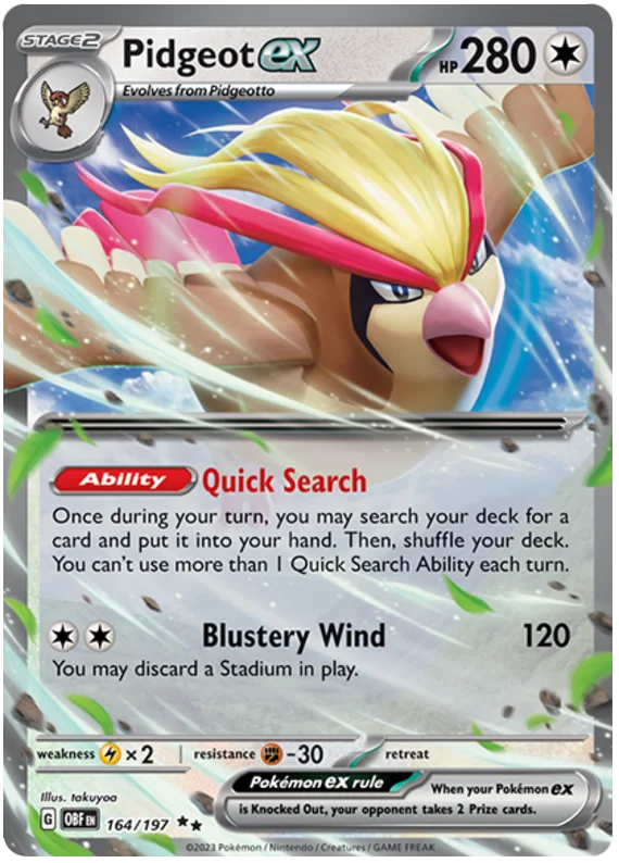 Pidgeot ex Obsidian Flames Single Pokemon Card