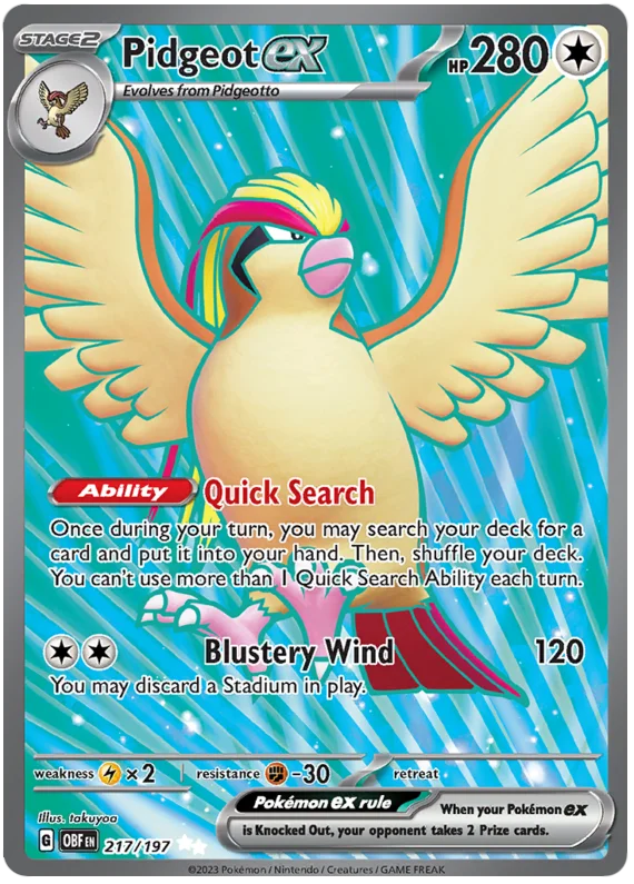 Pidgeot ex Full Art Obsidian Flames Single Pokemon Card
