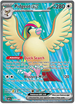Pidgeot ex Full Art Obsidian Flames Single Pokemon Card