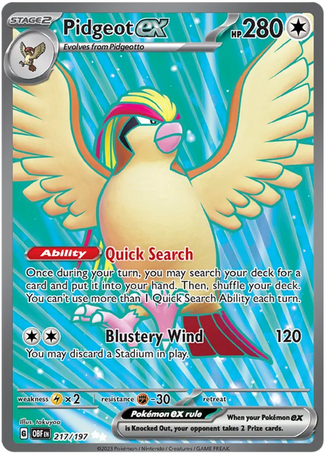 Pidgeot ex Full Art Obsidian Flames Single Pokemon Card