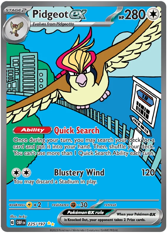 Pidgeot ex Special Illustration Rare Obsidian Flames Single Pokemon Card