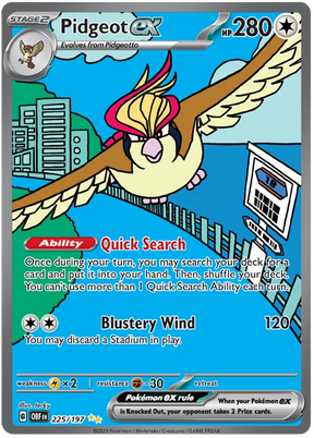 Pidgeot ex Special Illustration Rare Obsidian Flames Single Pokemon Card
