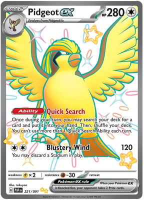 Pidgeot ex Paldean Fates Pokemon Card Single 221/091