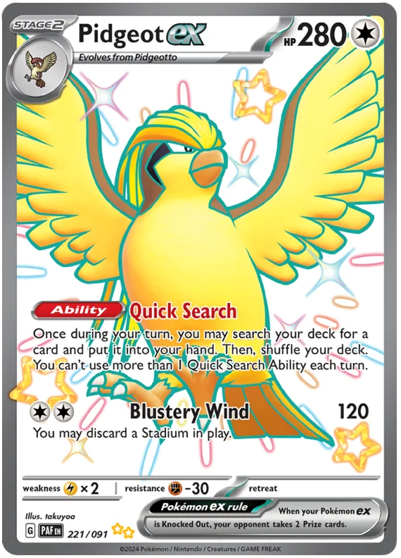 Pidgeot ex Paldean Fates Pokemon Card Single 221/091