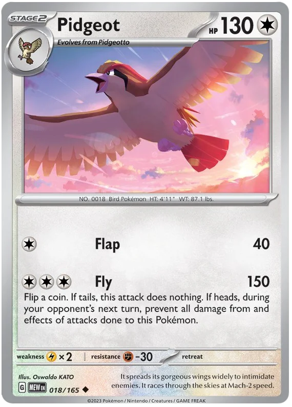 Pidgeot 151 Single Pokemon Card 018/165 – Favorite Hobby