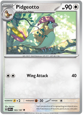 Pidgeotto Obsidian Flames Single Pokemon Card