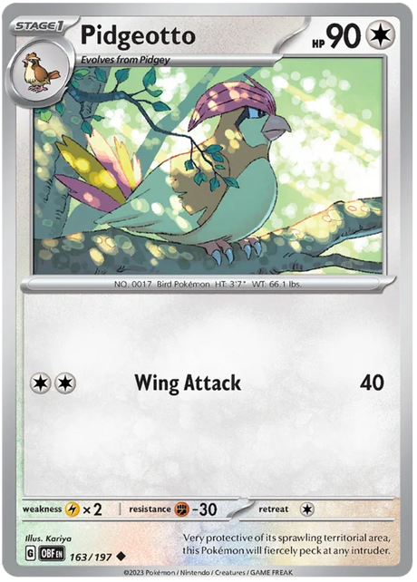 Pidgeotto Obsidian Flames Single Pokemon Card