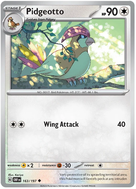 Pidgeotto Obsidian Flames Single Pokemon Card