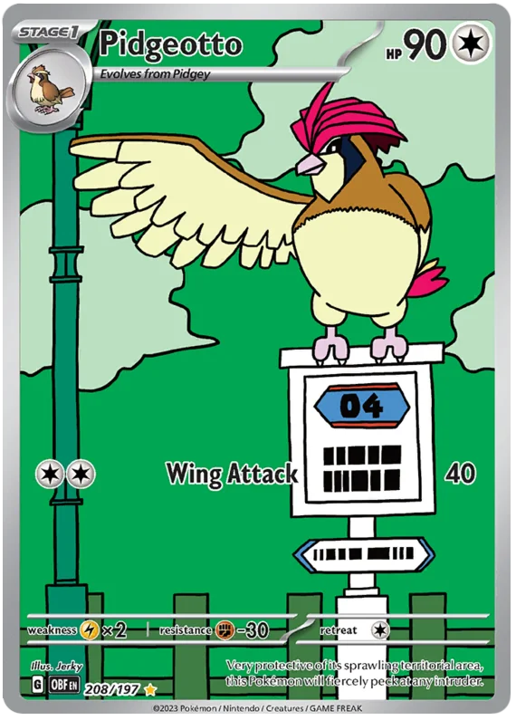 Pidgeotto Illustration Rare Obsidian Flames Single Pokemon Card