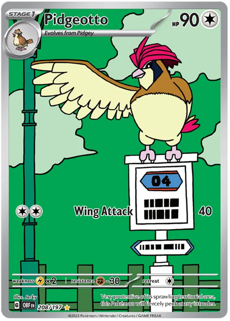 Pidgeotto Illustration Rare Obsidian Flames Single Pokemon Card