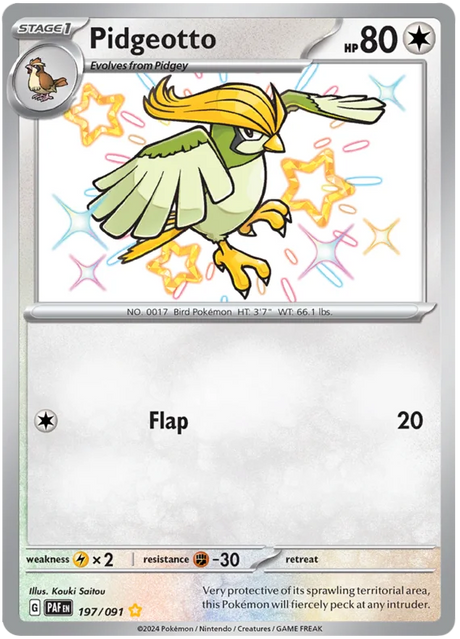 Pidgeotto Paldean Fates Pokemon Card Single 197/091