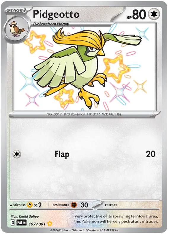 Pidgeotto Paldean Fates Pokemon Card Single 197/091