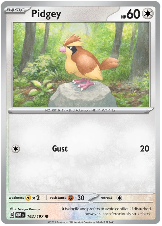 Pidgey Obsidian Flames Single Pokemon Card