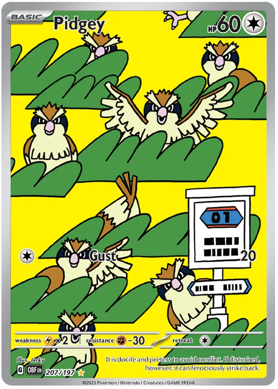 Pidgey Illustration Rare Obsidian Flames Single Pokemon Card